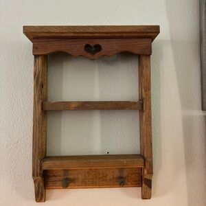 Rustic Brown Wooden Wall Shelf